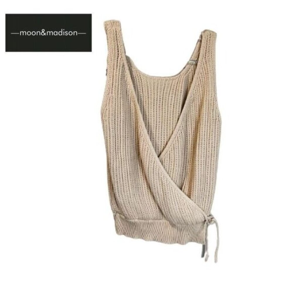 Moon &‎ Madison Women's Sleeveless Faux Wrap Knit Tank Top